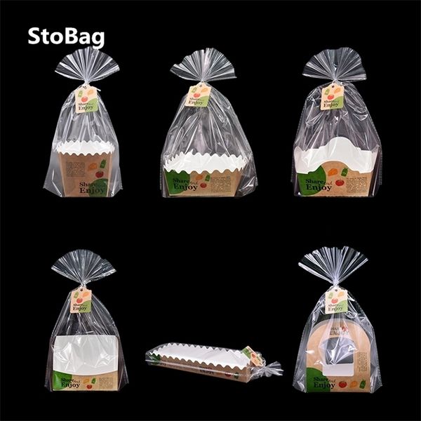 Stobag 20pcs Compartilhe e desfrute de torradas Bolsa de café da manhã Café da manhã refeição Croissant Bread Bag West Point Box Cookies Sanck Party 201015