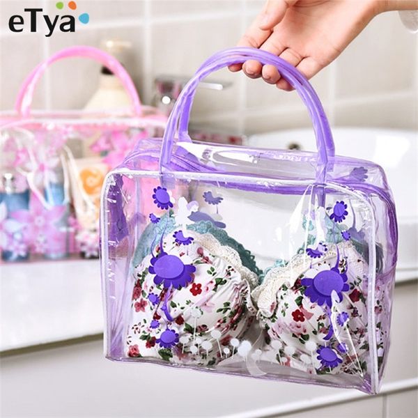 

women flower pvc transparent cosmetic bag fashion girl travel make up toiletry bags makeup organizer case tote bag 220428