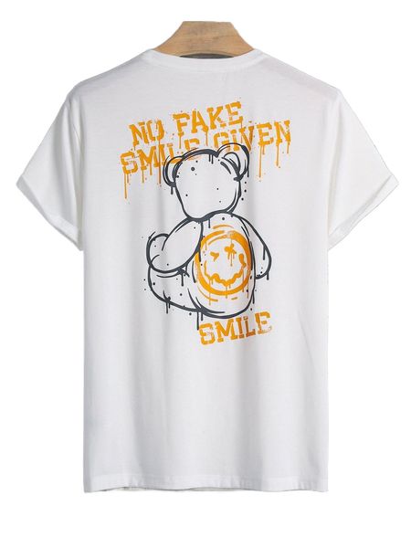 

men letter & cartoon graphic tee n0to#, White;black