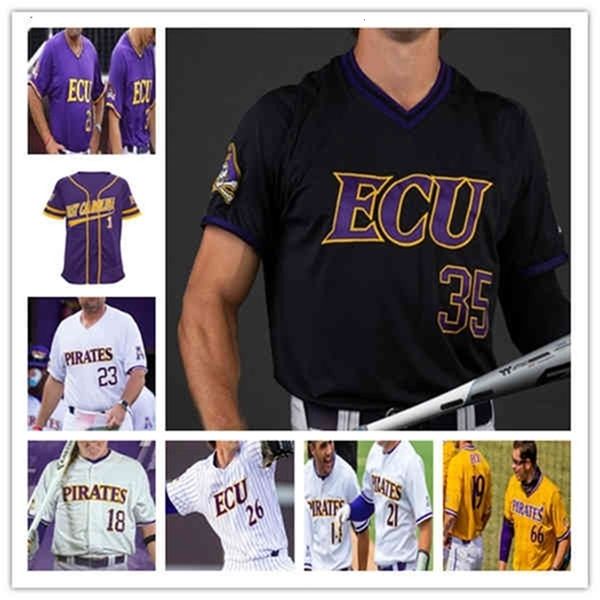 Chen37 Custom College East Carolina ECU Maglie da baseball Connor Norby Thomas Francisco Josh Moylan Alec Makarewicz Zach Agnos Bryson Worrell Seth