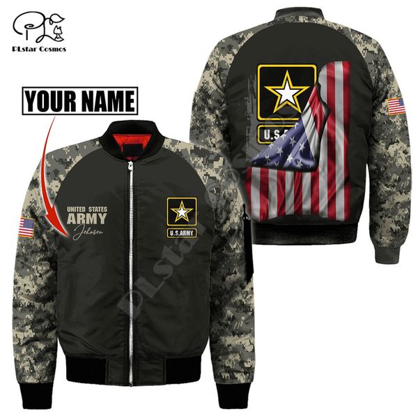 PLstar Cosmos US Army Marine Eagle Military Camo Anzüge Veteran Windjacke Streetwear 3Dprint Männer Frauen Mantel Bomber Jacke 2 220704