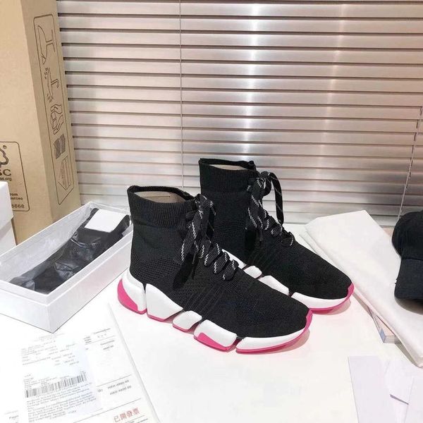 

quality high casual women men brand shoes luxury designer sneaker upper of pair sock shoe is all hand knitted with box