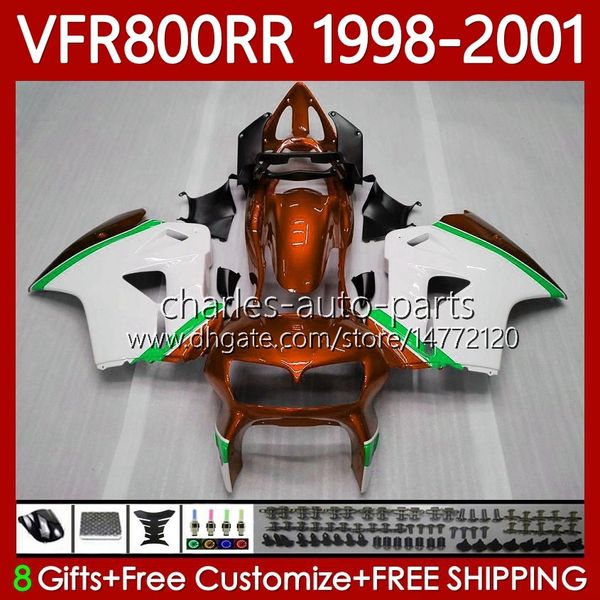 Kit corpo per HONDA Interceptor VFR 800RR 800 CC RR VFR800RR 1998 1999 2000 2001 Carrozzeria 128No.98 VFR-800 800CC VFR800R 98-01 VFR800 RR 98 99 00 01 Carenatura Arancione bianco