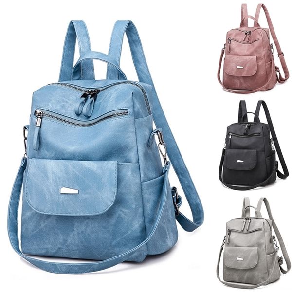 

leather backpack women shoulder bag vintage bagpack travel backpacks for school teenagers girls back pack women mochila feminina 220422