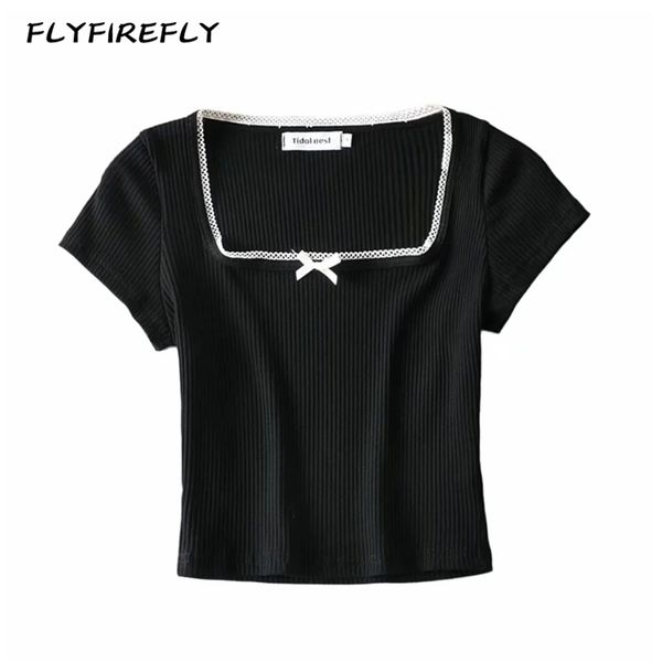 

summer crop women vintage graphic t shirts korean fashion purple s short sleeve cute elegant black white 220402