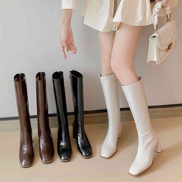 

boots autumn winter style simple fashion temperament square head thick heel boots back zipper comfortable women s29s, Black