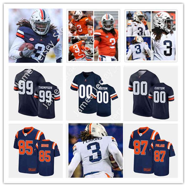 

xflsp 2022 college uva custom virginia cavaliers stitched football jersey 7 mike hollins jerseys 41 d'sean perry 27 jaylon baker 84 nat, Black