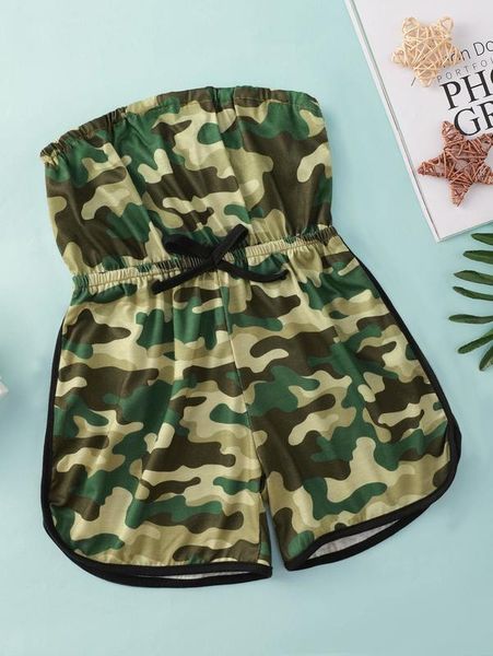 

toddler girls camo print tube romper she, Blue