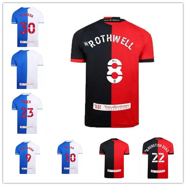 

blackburn rovers soccer jerseys 2021 22 home away football shirt kit rothwell gallagher dolan brereton diaz dack lenihan maillots de foot, Black;yellow