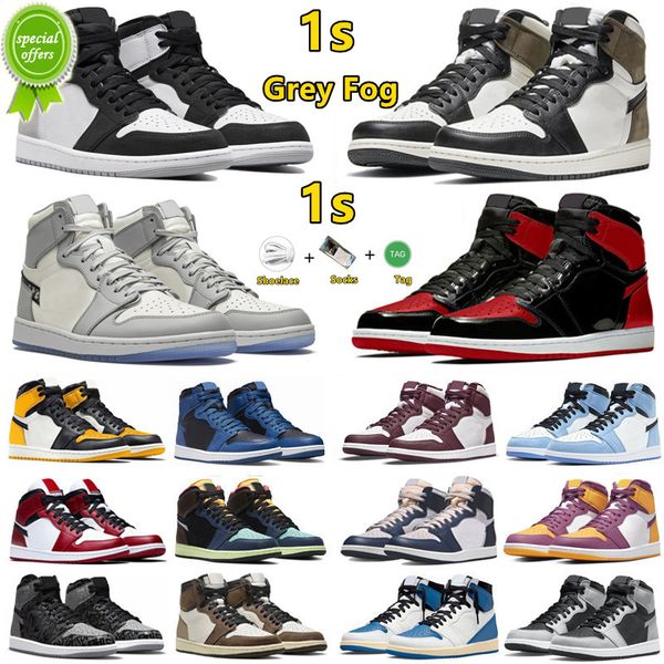 

2023 1 high og 1s mens basketball shoes bred patent shadow 2.0 university blue grey fog dark mocha bio hack rebellionaire bordeaux men women, Black