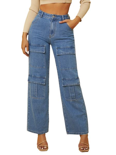 

sxy flap pocket patched jeans r6aw#, Blue