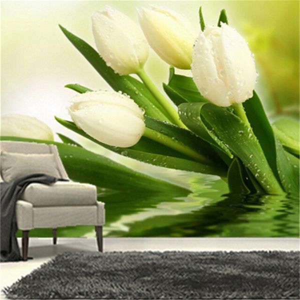 Benutzerdefinierte foto tapete wandbild 3d modern wohnzimmer wand schlafzimmer frisch weiß tulip wallpapers wohnkultur