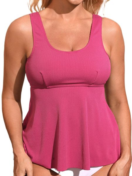 

ribbed knit peplum tankini l9zo#, White;black