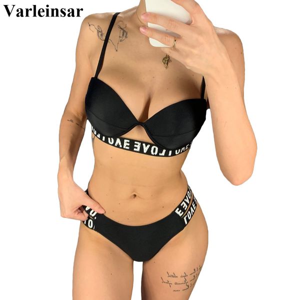 

2022 bikini push up swimsuit female swimwear women two-pieces bikini set with bra cup bather bathing suit swim lady v1261, White;black
