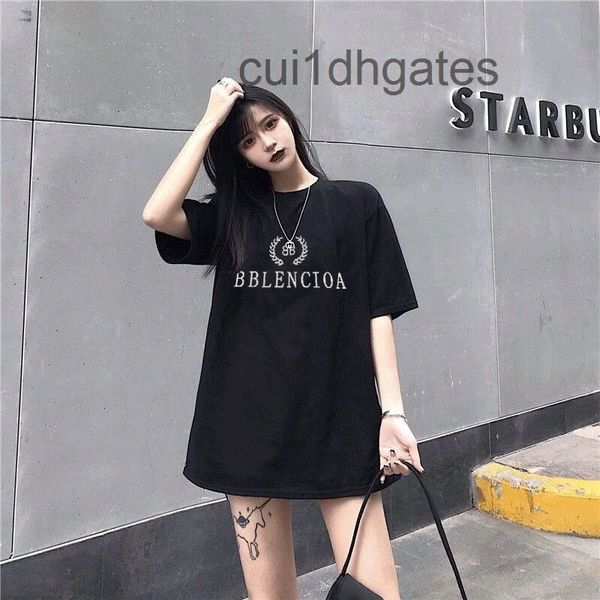 

2022 designer bal t shirt european station fashion brand classic wheat print men's and women's cotton short sleeve top, White;black
