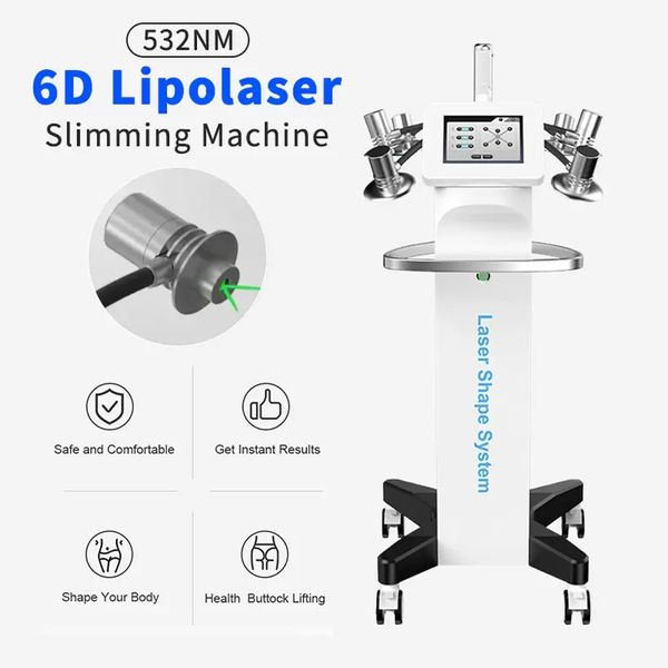 635 nm 6D-Laser-Form-Schlankheitsgerät, keine Schwellung, Fettabbau-Ausrüstung zur Zellreduktion und Körperformung, Lipolaser, 6 Stück, verstellbare Griffe, rotes grünes Licht