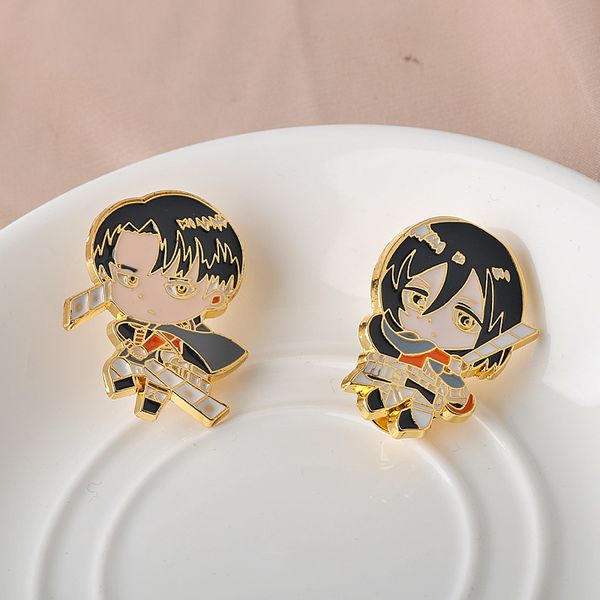 

attack on titan chibi enamel pins custom eren mikasa armin levi brooches lapel badges cartoon jewelry gift for fans friends s001, Blue