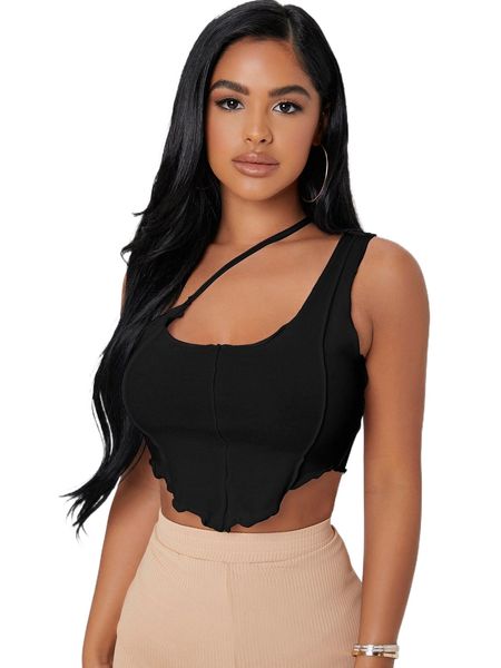 

petite solid asymmetrical neck crop u9vv#, White