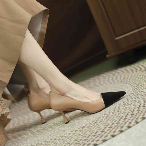 

boots uncle wu in high heels[tiktok]inside and outside full leather spring french pointed women's shoes 8qk0, Black