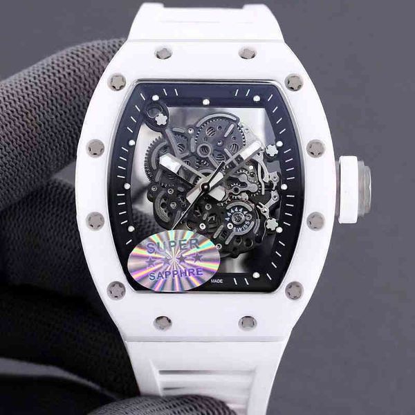 

rakish mechanical cool wrist watches tv factory rm055 business leisure full r ceramic case tape men's 2023 new luxury style, Slivery;black