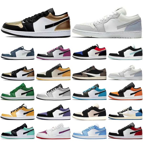 

men women jumpman 1 low basketball shoes 1s triple white shadow university blue unc black bred toe paris chicago light smoky grey mocha mens