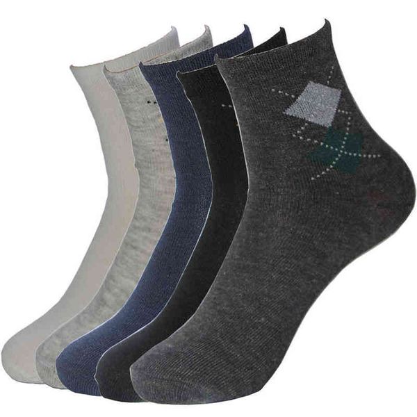 

fashion mens 100 cotton socks rhombus print super quality business casual black gray white 5 colors winter warm