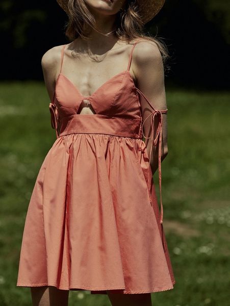 

x isabelle wang knot detail cutout front shirred back cami dress v9t0#, Black;gray