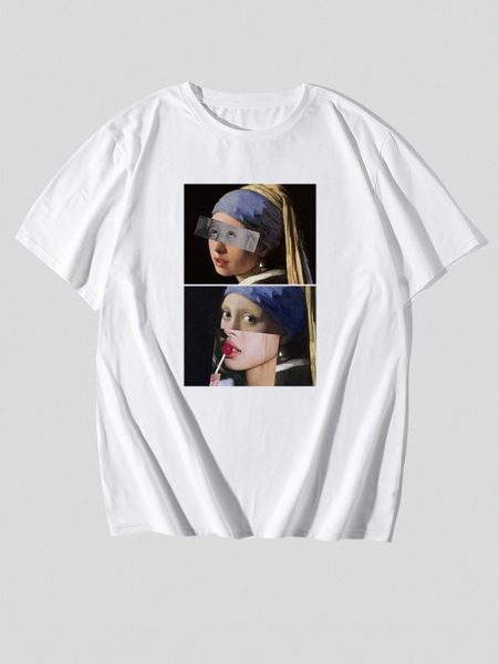 

men figure graphic tee 04a0#, White;black