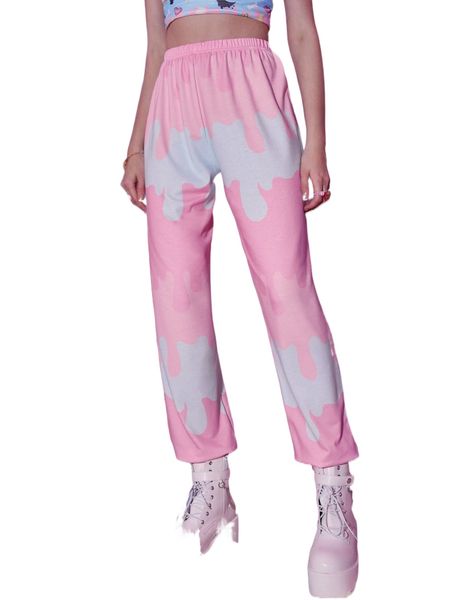 

romwe anime graphic colorblock sweatpants c3qy#, Black;white