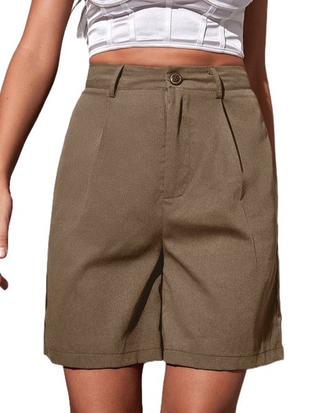 

solid high rise bermuda shorts 78zj#, White;black