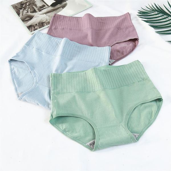 

3pcs pack cotton womens underwear panties high solid color breathable underpants woman plus size ladies, Black;pink