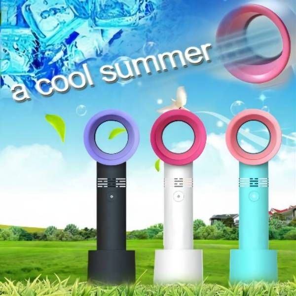 

home office outdoor portable bladeless hand held cooler usb cable no leaf handy fan