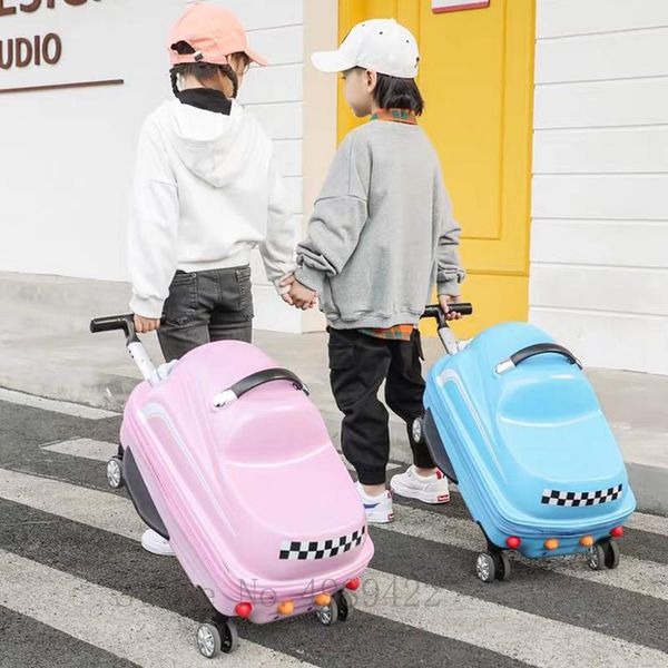 

suitcases kids trolley luggage 20 inch 3d cartoon suitcase on wheels carry trunk can sit to ride rolling swing car childern's