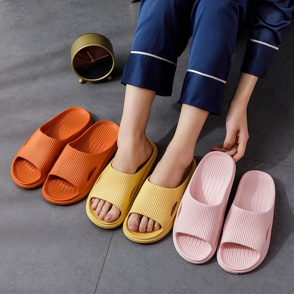 

orange home slippers summer indoor floor non-slip slippers couple family women and men l bathroom bath sandal slipperbeach shoes plus size, Black