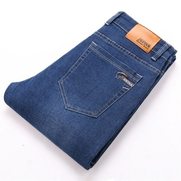 

autumn winter straight jeans men port wind hole stretch street trend students nine pants 201111, Blue