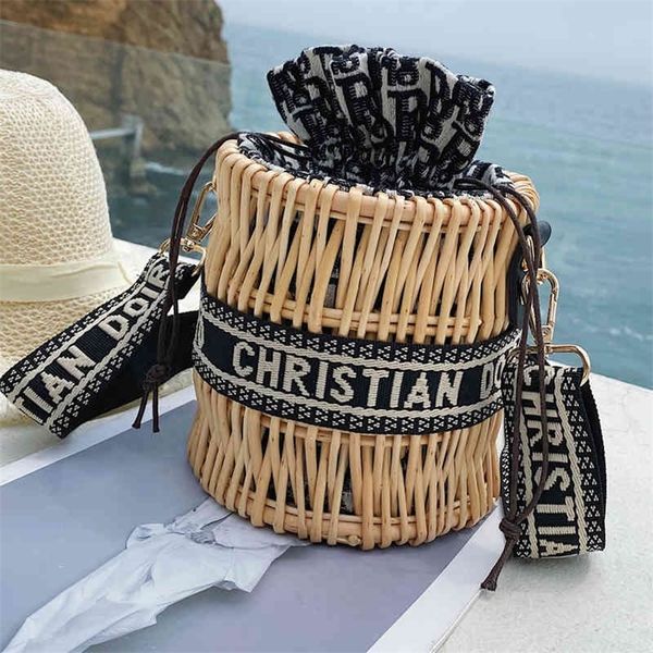 

vegetable basket straw 2022 new beach manual rattan woven bag female broadband single shoulder messenger bag 80% off store online