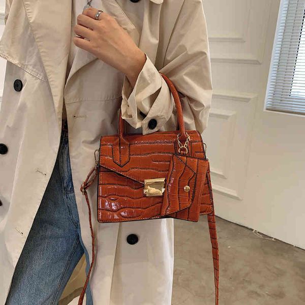 

one stone single shoulder messenger bag 2022 autumn new women's fashion crocodile pattern princess bag luxury designer
