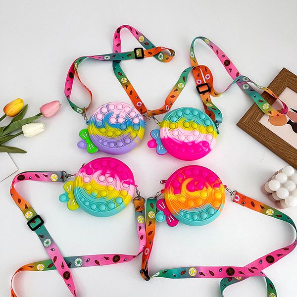 

lovely princess mini change purse kids lollipop crossbody bag fashionable children single shoulder bags personality girl silicone wallets f1, White