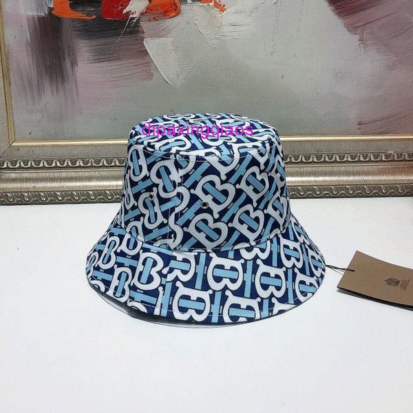 

caps burbrery european station b letter full printed fisherman hat children's new leisure versatile net red men's foreign style su, Blue;gray