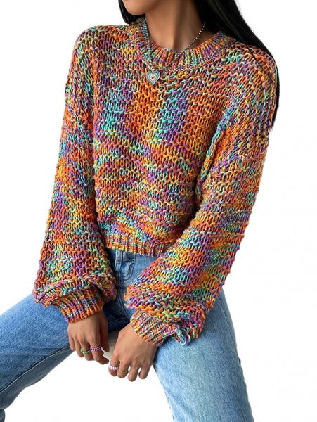 

space dye drop shoulder sweater g18k#, White;black