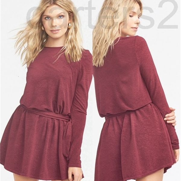 

casual dresses designer 2022 women's spring new round neck long sleeve versatile fashion dress 4ikp2022, Black;gray