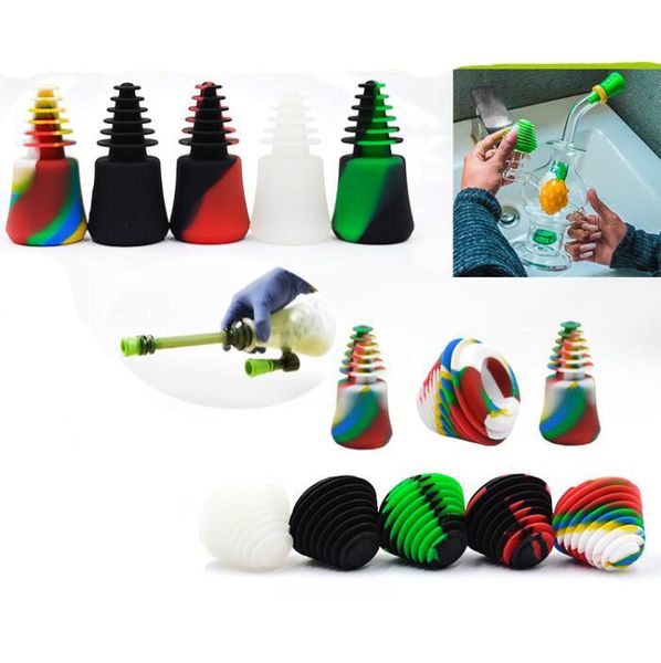 Tampa para cachimbo de água rolhas de silicone tampas kit bolsa gotejamento tampa tampas de borracha de silicone para fumar cachimbo de água bongo de vidro à prova de poeira à prova de vazamento 5 cores