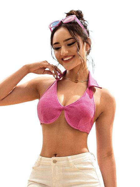 

solid collar halter v0zd#, White