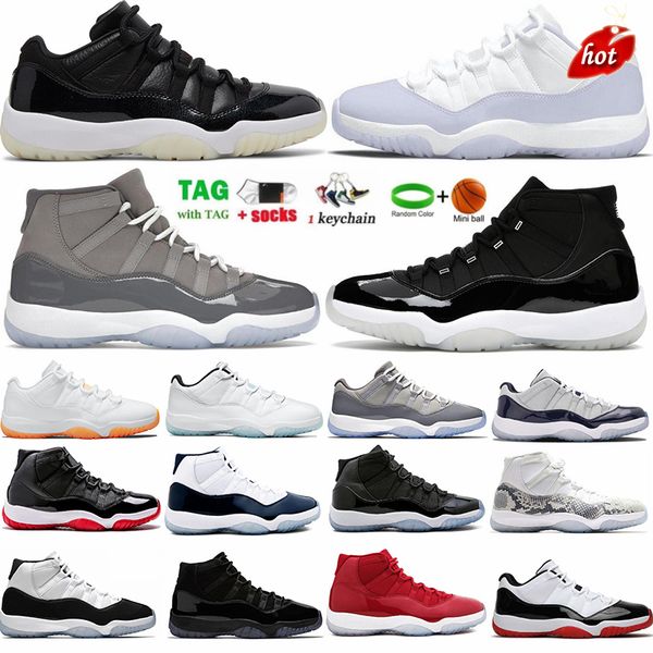 

outdoor 11 basketball shoes 11s low 72-10 pure violet high cool grey bred 25th anniversary legend blue concord men women sports sneakers xi, Black