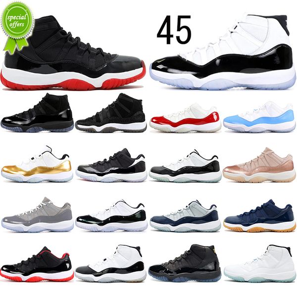 

new concord high 45 11 11s prm heiress gym red chicago platinum tint space jams men shoes sports sneakers 36-47, Black