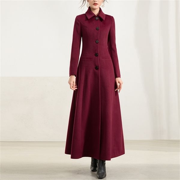

in the season summer fall winter long joker high end female woolen cloth coat hepburn wind cloth coat lj200928, Black