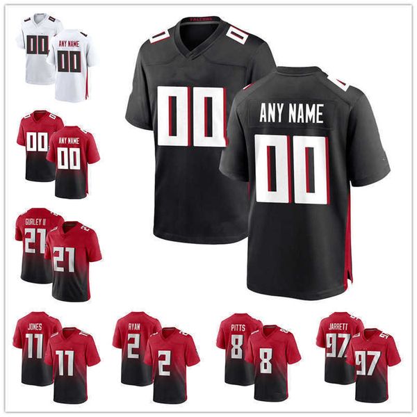 

football jerseys custom atlanta''falcons''5 drake london 21 deion sanders 8 kyle pitts 97 grady jarrett 1 marcus mariota, Black;red