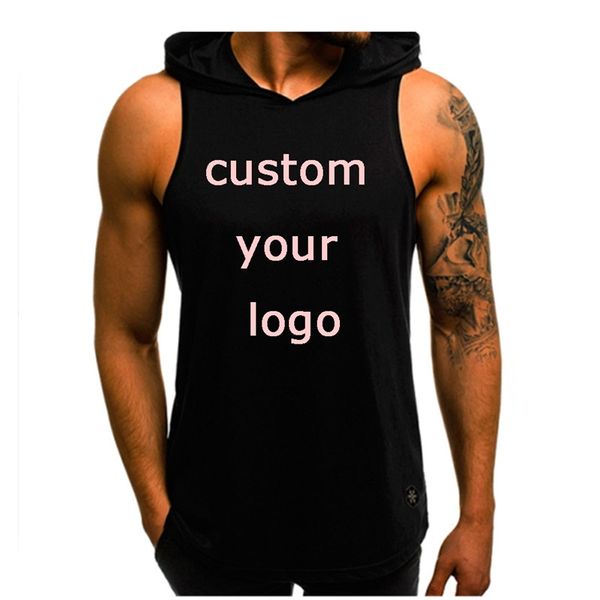 Custom Summer Men Tank Top Bodybuilding T-shirt senza maniche Muscle Cool Felpa con cappuccio Top Gym Sport Slim Fitness Vest 220614