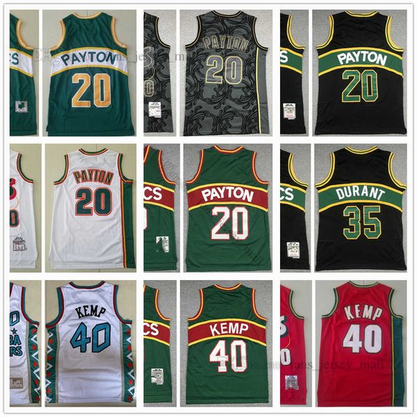 

youth kids men basketball jerseys 40 shawn 35 kevin kemp durant gary 20 payton retro jersey 1985-86 1991-92 1992-93, Black;red