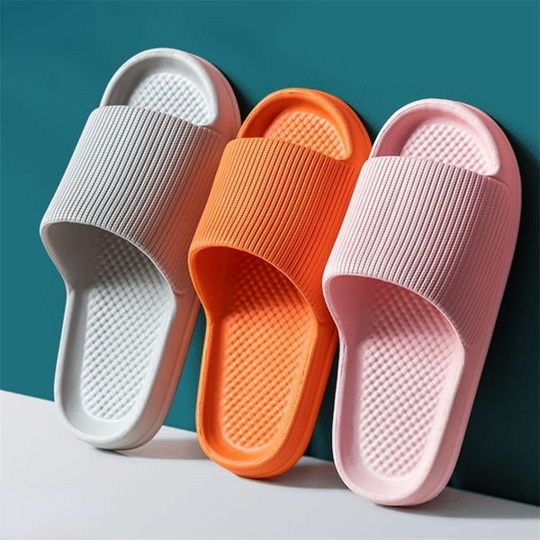 

summer slipper simple solid color minimalist textured open toe slides thick nonslip bathroom soft cool shoes 220615, Black